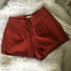 High-Rise Burnt Orange Soft Faux Leather Shorts